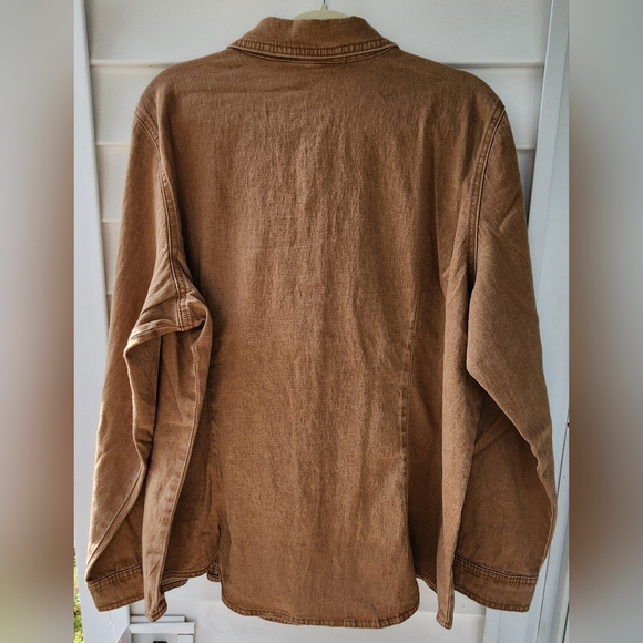 Denium Shirt Jacket Embellished Tan Kaiki 2X New with Tags - Picture 10 of 10